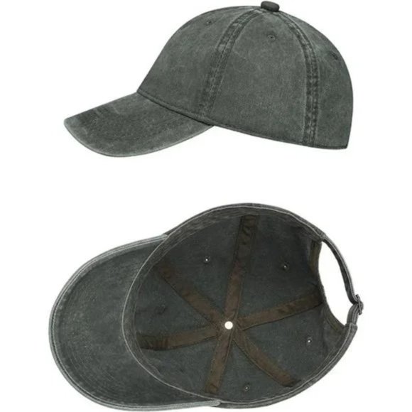 Vintage Cotton Washed Adjustable Baseball Caps Black-green - Picture 2 of 7
